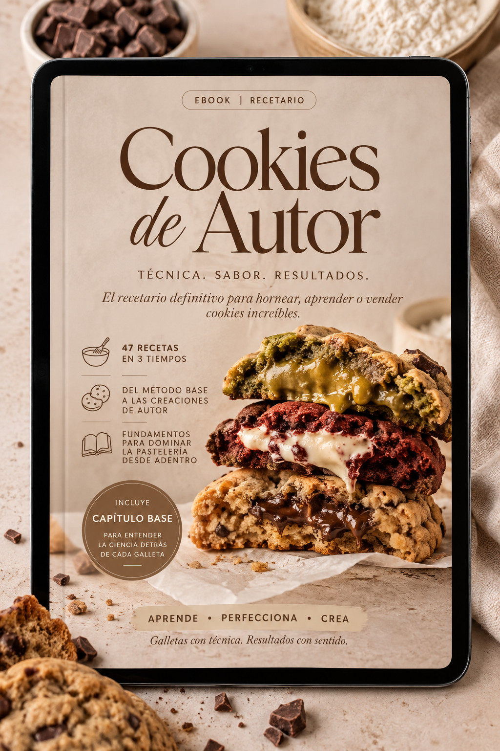 Portada del ebook Cookies de Autor en una tablet